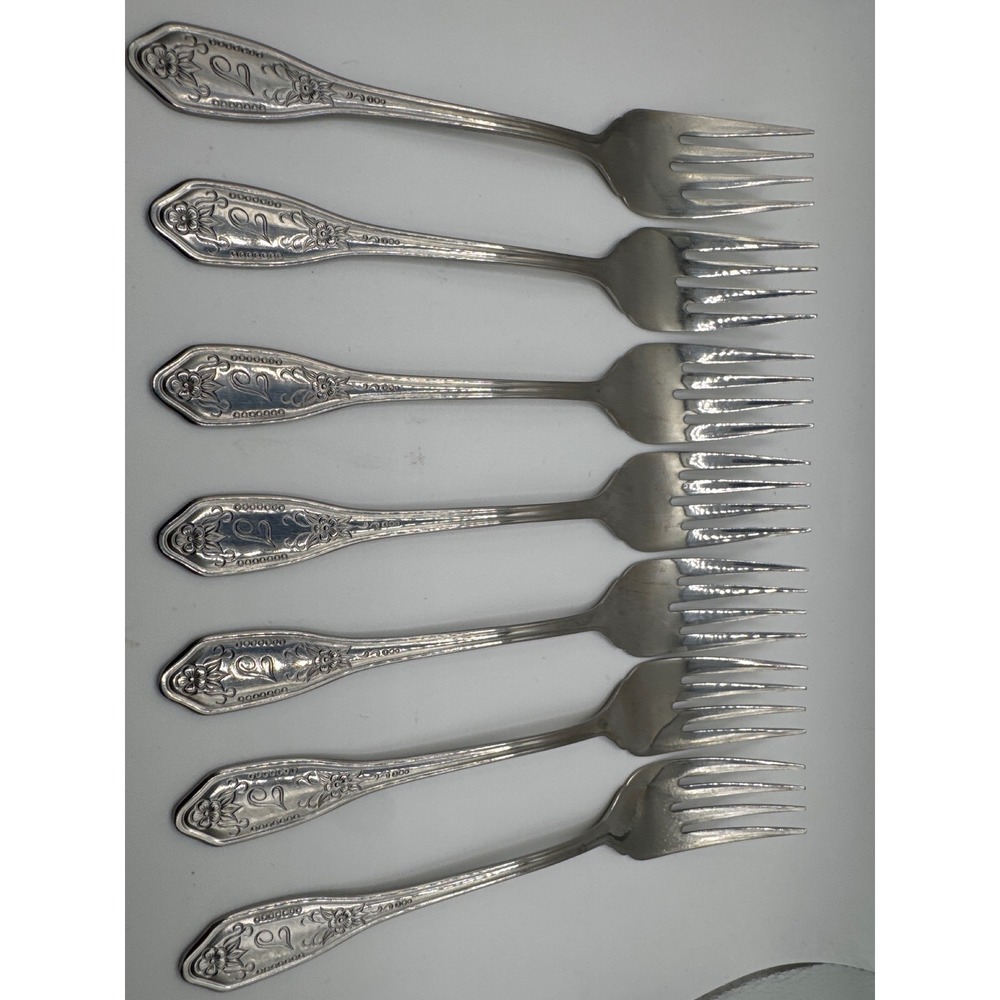 Customcraft CUS12 Stainless Steel Floral Dinner Forks Set of 7 Korea 7.25 Inch